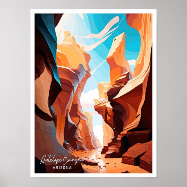 Antelope Canyon Arizona Travel Illustration Poster (Framsidan)