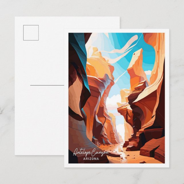 Antelope Canyon Arizona Travel Illustration Vykort (Fram/baksida)