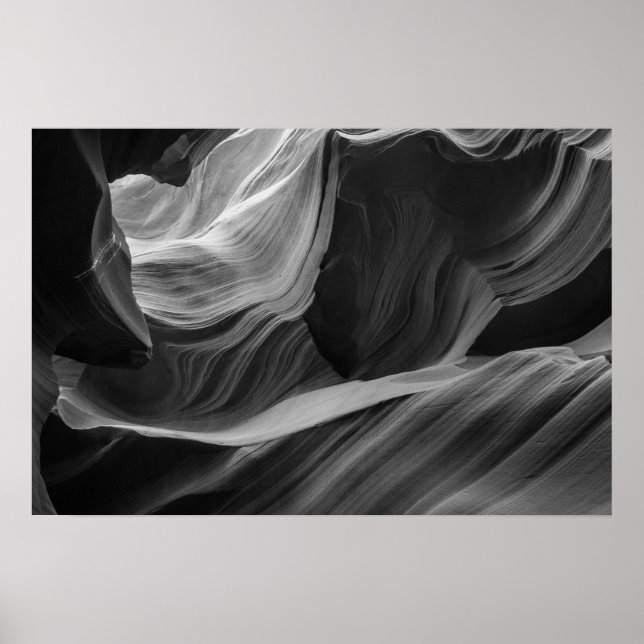 Antelope Canyon Black and White Photography Art Poster (Framsidan)