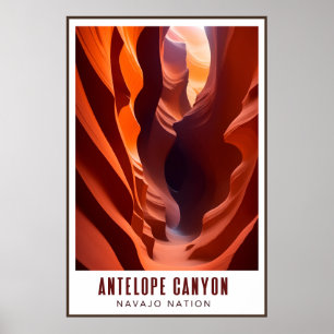 Antelope Canyon Navajo Nation Art Deco AZ Travel Poster