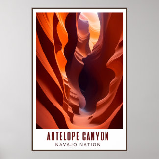 Antelope Canyon Navajo Nation Art Deco AZ Travel Poster