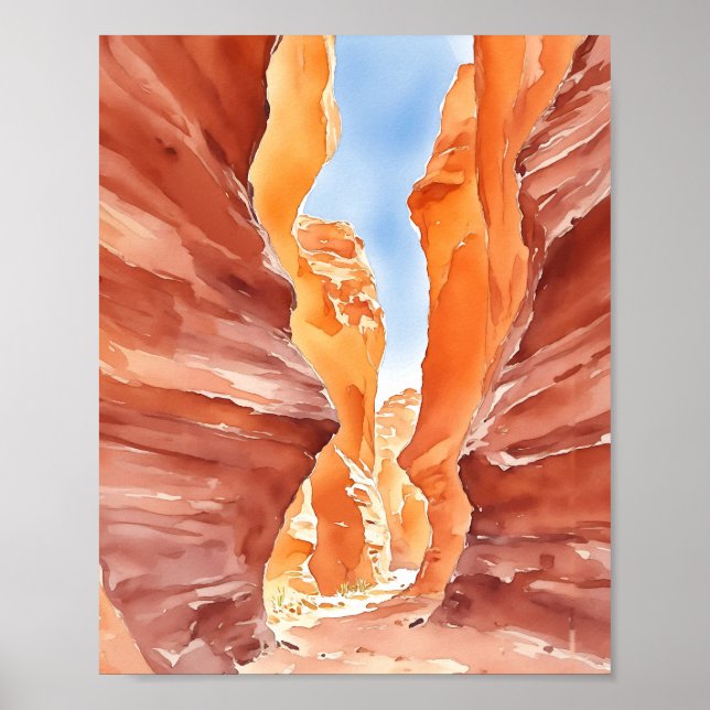 Antelope Canyon Red Sten Watercolor Poster (Framsidan)