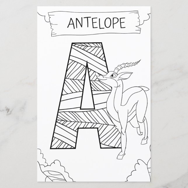 Antelope Coloring Page for Småbarn ABC Learning (Framsida)