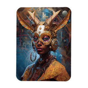 Antelope Headdress Science fiction Cyberpunk Magnet