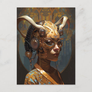 Antelope Headdress Science fiction Cyberpunk Vykort