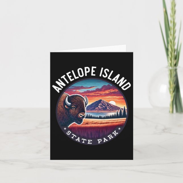 Antelope Island State Park Hiking Souvenir Bison O Kort (Framsida)