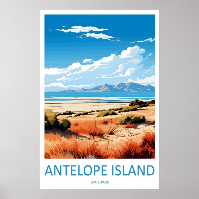 Antelope Island State Park Vintage Resemålstavla Poster (Framsidan)
