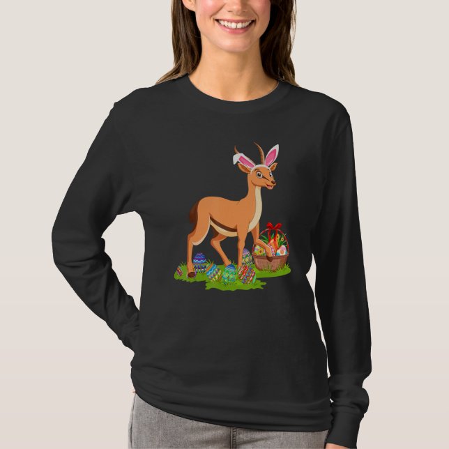 Antelope Påskägg Hunting Bunny Antelope Påsk T Shirt (Framsida)