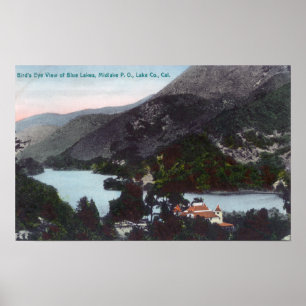 Antennen beskådar av blåtten LakesMidlake, CA Poster
