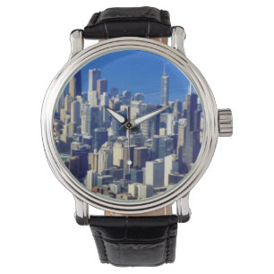 Antennen beskådar av Chicago i city med sjön Armbandsur