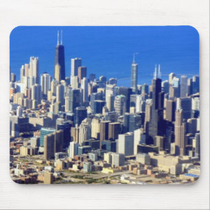 Antennen beskådar av Chicago i city med sjön Musmatta