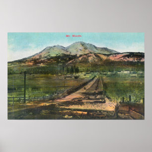 Antennen beskådar av dalen och Mt.en Shasta Poster