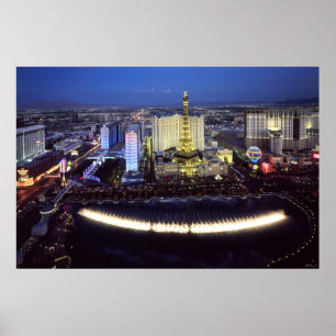 Antennen beskådar av den Las Vegas remsan på Poster