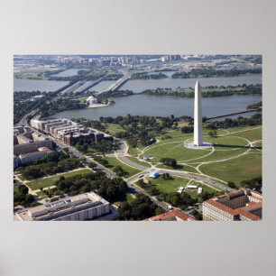 Antennen beskådar av den Washington monumentet Poster