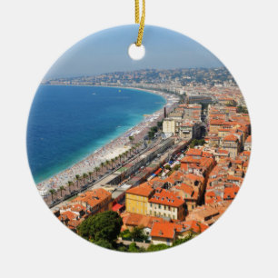 Antennen beskådar av franska Riviera i Nice, Julgransprydnad Keramik