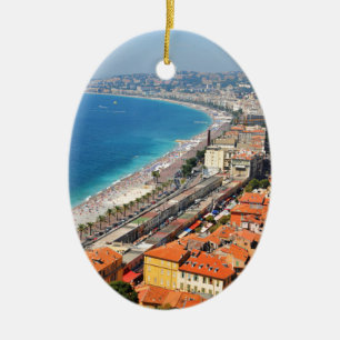 Antennen beskådar av franska Riviera i Nice, Julgransprydnad Keramik