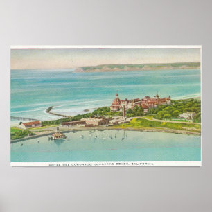 Antennen beskådar av hotelldel Coronado Poster