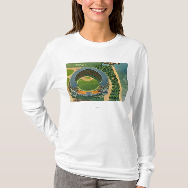 Antennen beskådar av kommunala StadiumCleveland, T-shirt (Framsida)