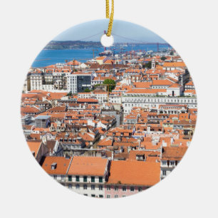 Antennen beskådar av Lisbon, Portugal Julgransprydnad Keramik