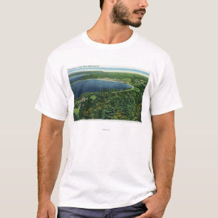 Antennen beskådar av Massabesic sjön nära stad T-shirt