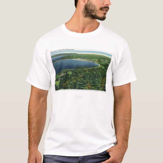 Antennen beskådar av Massabesic sjön nära stad T-shirt (Framsida)