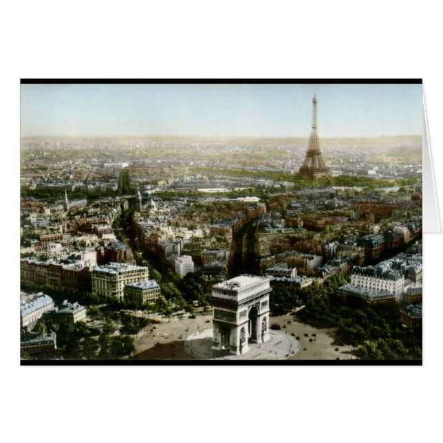 Antennen beskådar av Paris, frankrikevintage Hälsningskort (Framsidan Horizontal)