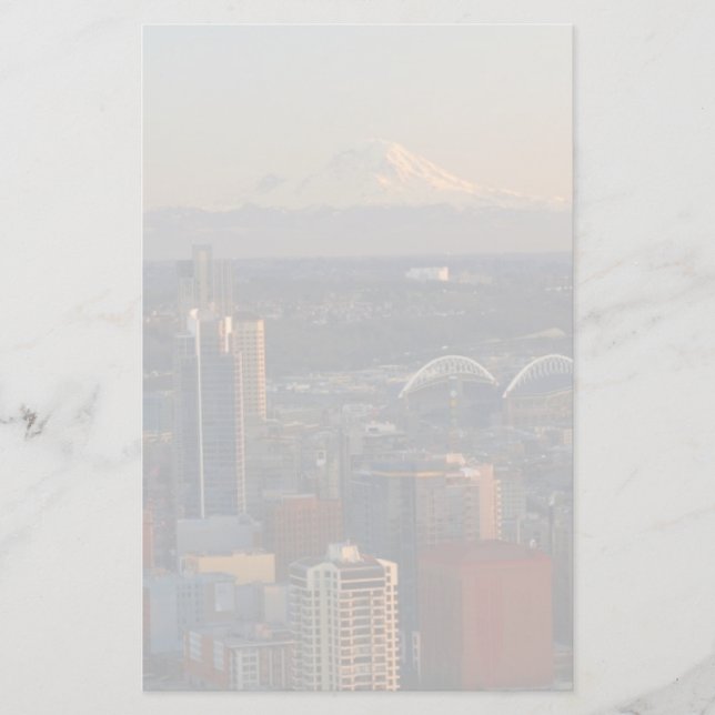 Antennen beskådar av Seattle stadshorisont 2 Brevpapper (Framsida)