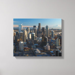 Antennen beskådar av Seattle stadshorisont Canvastryck