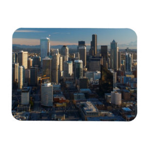 Antennen beskådar av Seattle stadshorisont Magnet