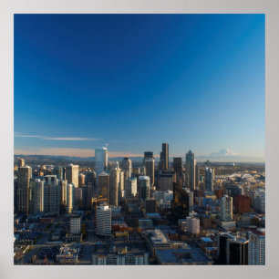 Antennen beskådar av Seattle stadshorisont Poster
