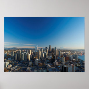 Antennen beskådar av Seattle stadshorisont Poster