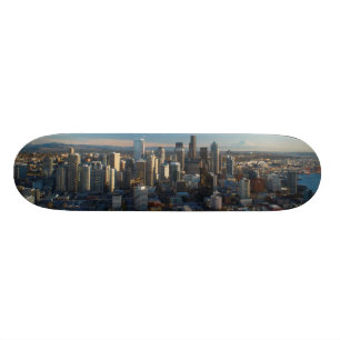 Antennen beskådar av Seattle stadshorisont Skateboard Bräda 19,5 Cm