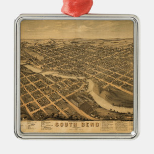 Antennen beskådar av South Bend, Indiana (1874) Julgransprydnad Metall