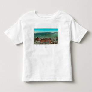 Antennen beskådar av stad och höglandberg t-shirt