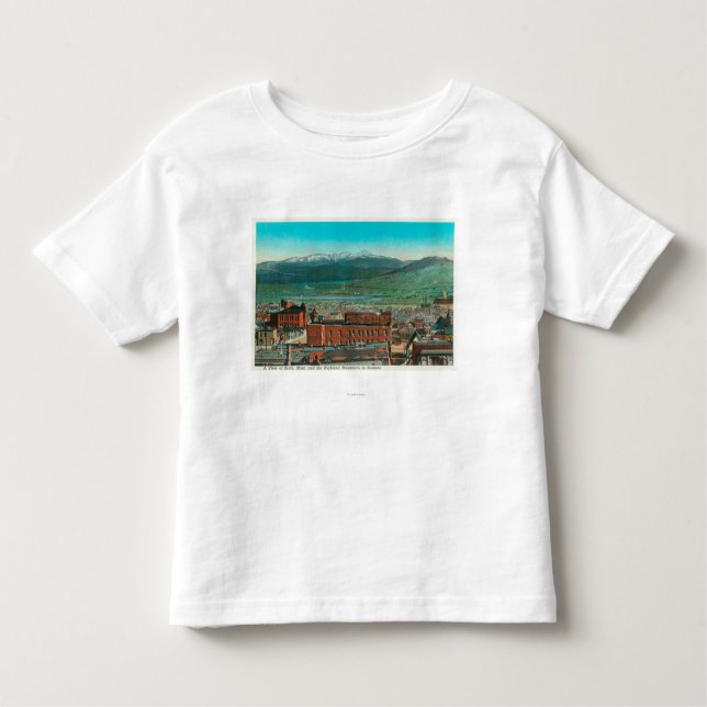 Antennen beskådar av stad och höglandberg t-shirt (Framsida)