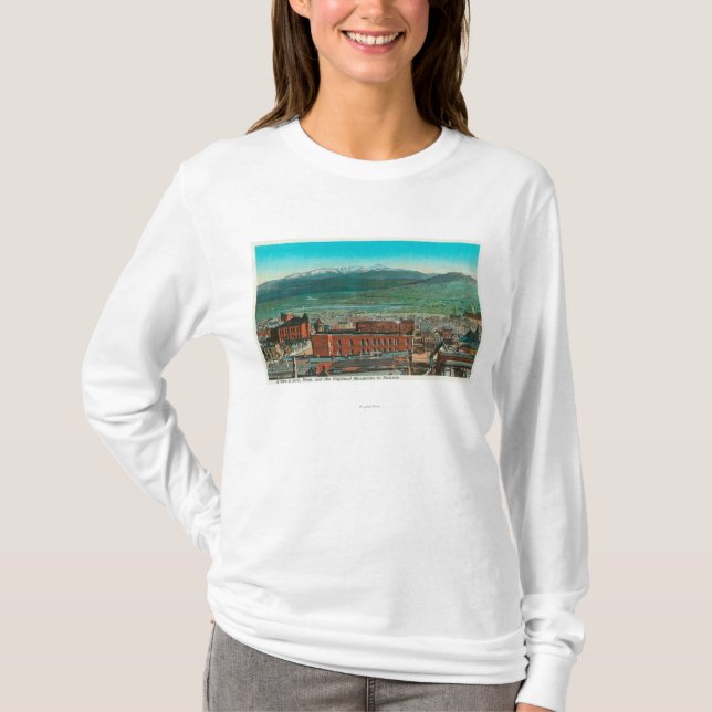 Antennen beskådar av stad och höglandberg t shirt (Framsida)