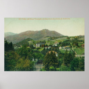 Antennen beskådar av staden, Mt Tamalpais Poster