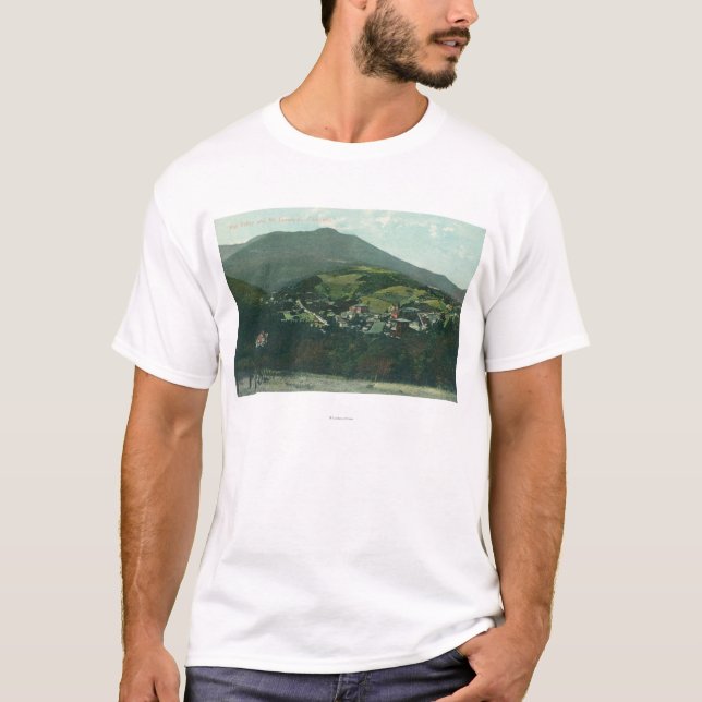 Antennen beskådar av staden och Mt.en Tamalpais T-shirt (Framsida)