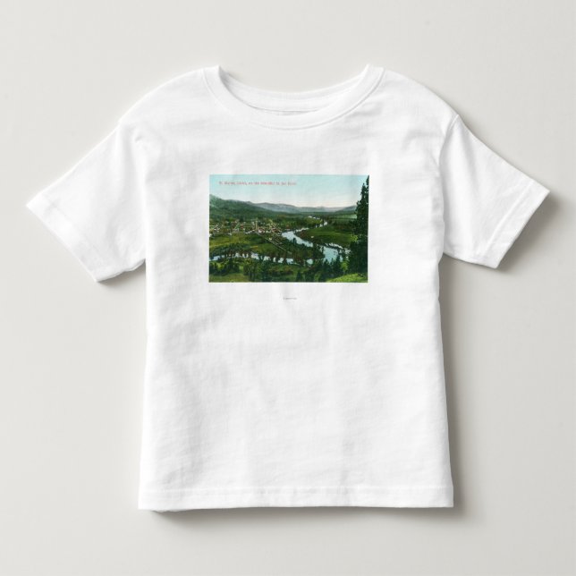 Antennen beskådar av staden på floden för St. Joe T-shirt (Framsida)