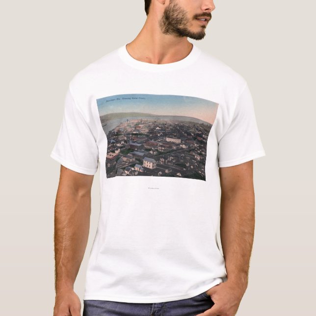 Antennen beskådar av strand och stad t-shirt (Framsida)