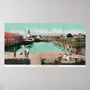 Antennen beskådar av WharfPetalumaen, CA Poster