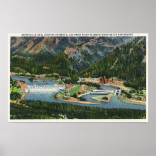 Antennen beskådar tittar Upstream av Bonnevillen Poster