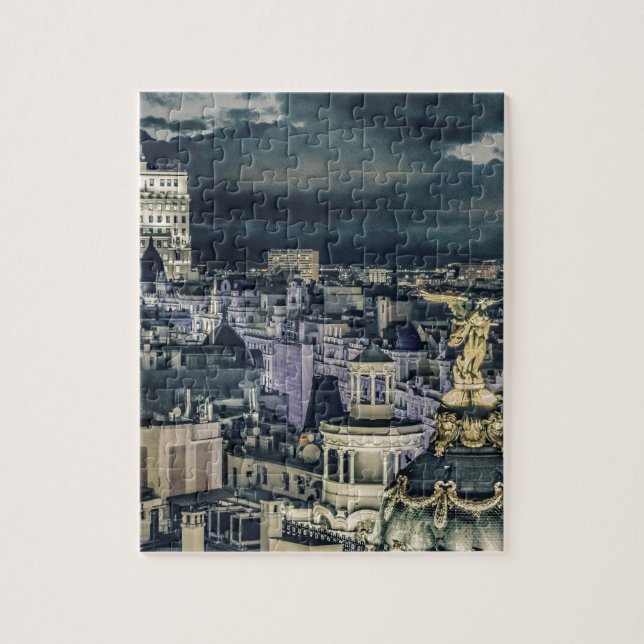 Antennen för plats för Madrid Cityscapenatt Pussel (Vertikal)