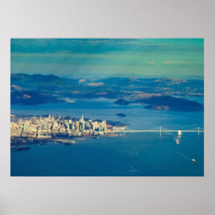 Antennen fotograferar av Sanet Francisco Bay Poster