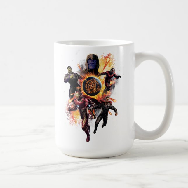 Antenner: Slutspel| Thanos & Avengers Fire Graphic Kaffemugg (Höger)