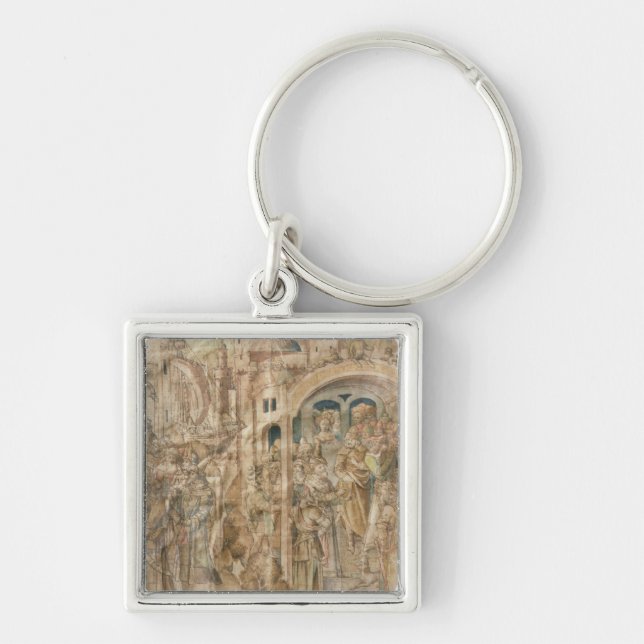 Antenors ambassad till Grekland och bedömningen av Fyrkantig Silverfärgad Nyckelring (Framsidan)