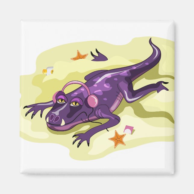 Anteosaurus Sunbad med hörlurar. Magnet (Framsidan)