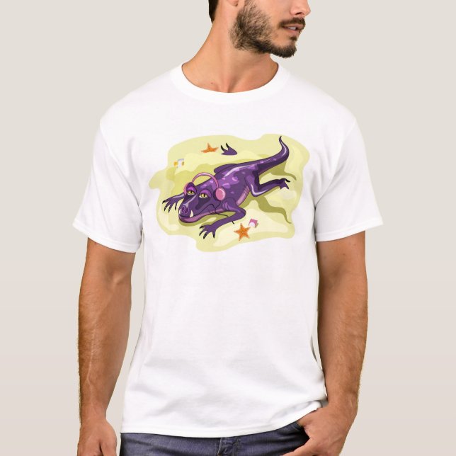 Anteosaurus Sunbad med hörlurar. T Shirt (Framsida)