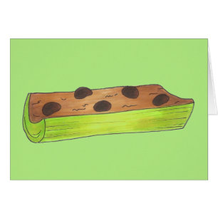 Anter på en log Celery Peanut Butter Raisins Picni Hälsningskort