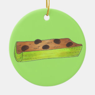 Anter på en logg på en peanut Butter Celery Raisin Julgransprydnad Keramik